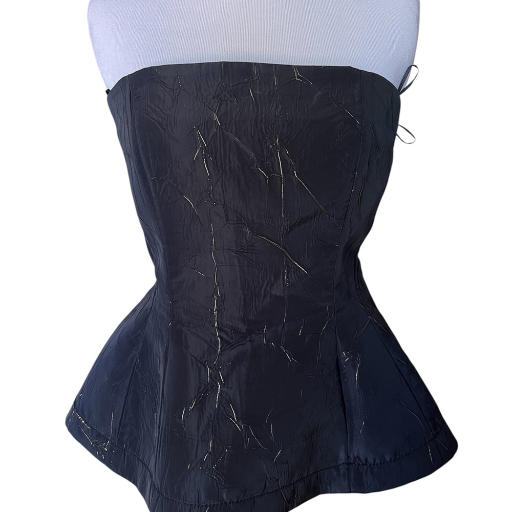 Zara Black Strapless Top with Gold Accents